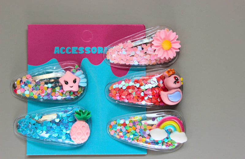 Cute Rain Bow Sequin Transparent Hair Clips